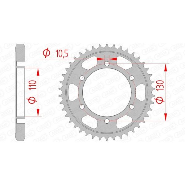 Couronne AFAM 42 dents type 16502 pas 530 acier KAWASAKI GPX 600 R ZX 600