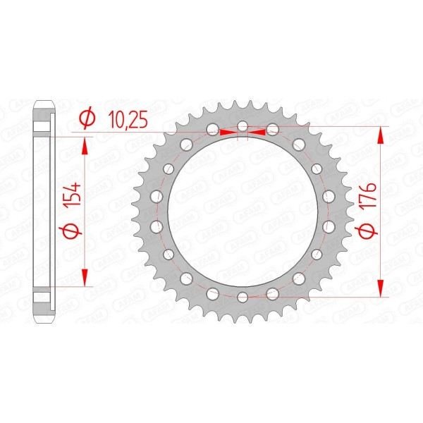 Couronne AFAM 44 dents type 10801 pas 530 acier HONDA CB 1000 R