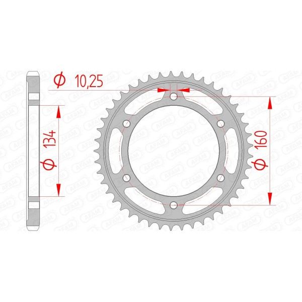 Couronne AFAM 40 dents type 10617 pas 525 acier HONDA CBR 600 F