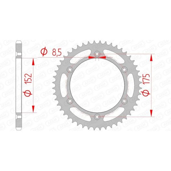 Couronne AFAM 46 dents type 12508 pas 520 acier YAMAHA WR 125