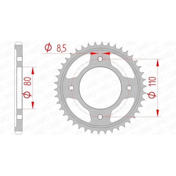 Couronne AFAM 42 dents type 10235 pas 428 acier HONDA CBF 125 M