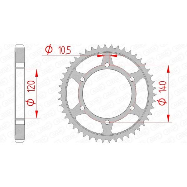 Couronne AFAM 42 dents type 16603 pas 530 acier KAWASAKI ZZR 500 ZX500