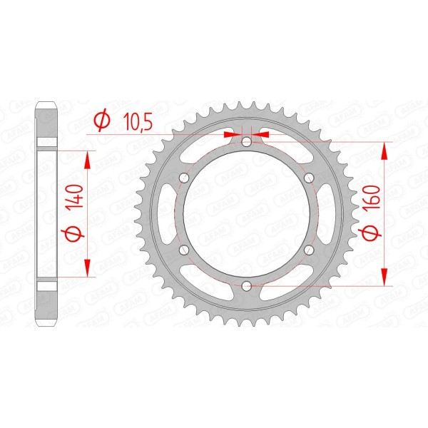 Couronne AFAM 48 dents type 16701 pas 530 acier KAWASAKI GPX 750 R ZX 750