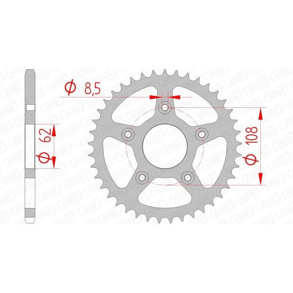 Couronne AFAM 41 dents type 44203 pas 520 acier APRILIA 125 Pegaso