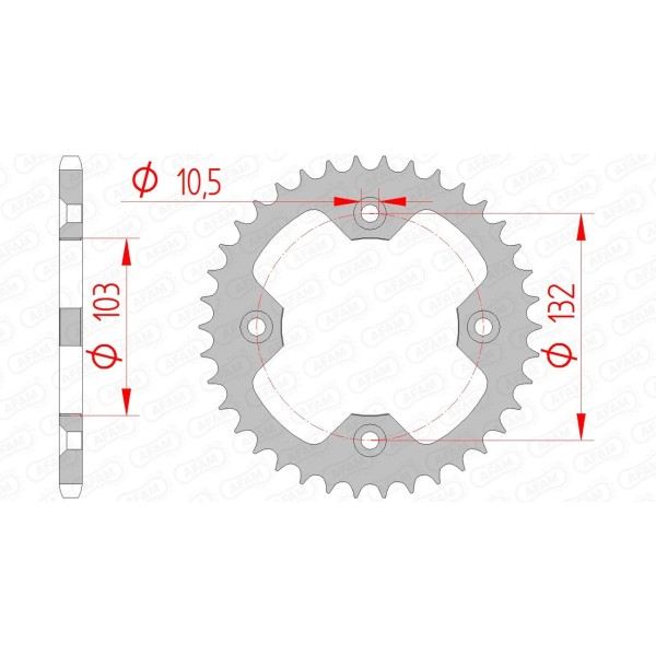 Couronne AFAM 38 dents type 71305 pas 520 acier KTM SX 450 Quad