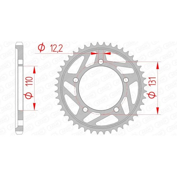 Couronne AFAM 44 dents type 164800 pas 525 acier BMW S 1000 RR