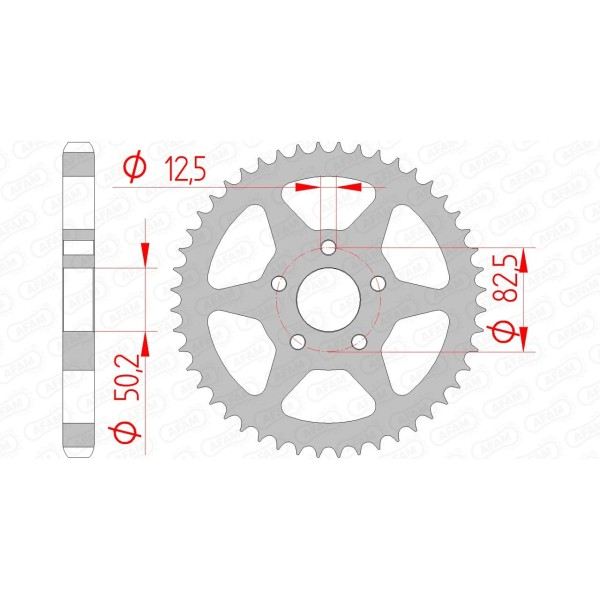 Couronne AFAM 48 dents type 92803 pas 530 acier HARLEY DAVIDSON XLH 883 4 speed Sportster