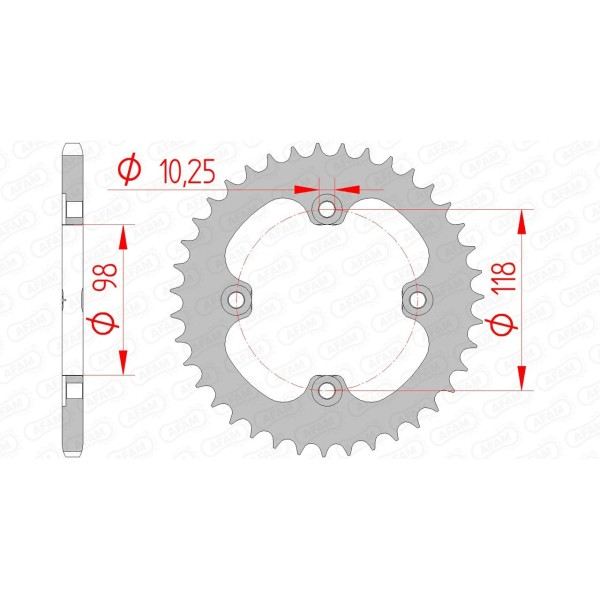 Couronne AFAM 39 dents type 92401 pas 520 acier CAN AM DS 450