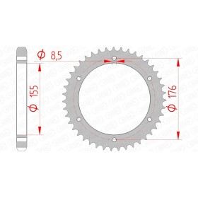 Couronne AFAM 42 dents type 86601 pas 530 acier TRIUMPH T 509 Speed Triple