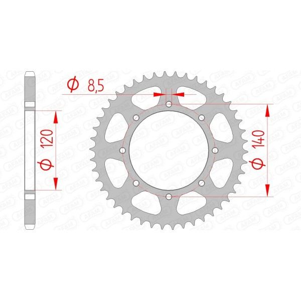 Couronne AFAM 44 dents type 16600 pas 520 acier KAWASAKI BJ 250