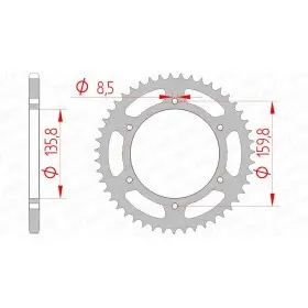 Couronne AFAM 44 dents type 35304 pas 520 acier APRILIA ETX 350 TUAREG WIND