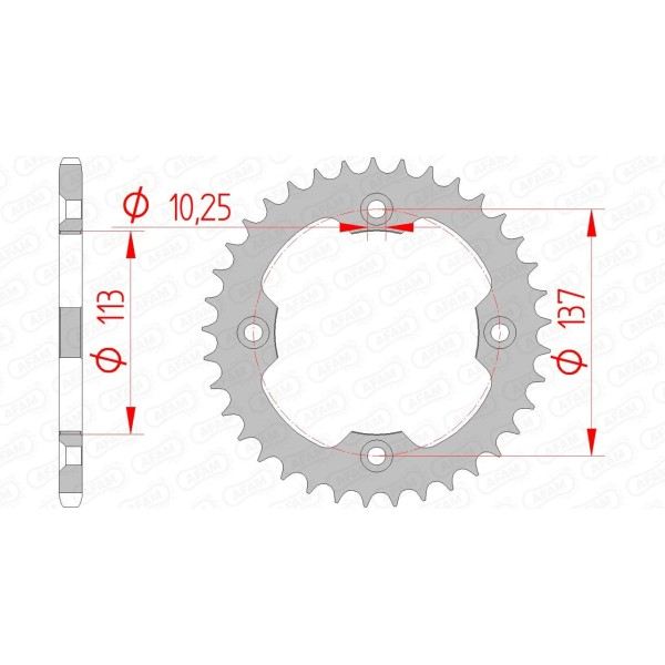 Couronne AFAM 38 dents type 14412 pas 520 acier SUZUKI LT-Z 400