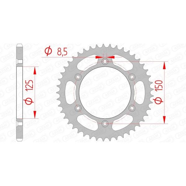 Couronne AFAM 40 dents type 71304 pas 520 acier HM-HONDA CRE F 450 X