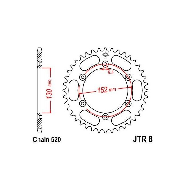 Couronne acier 48 dents JT Sprockets type 8 chaîne 520 BMW G450X Enduro 