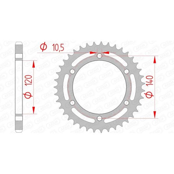 Couronne AFAM 40 dents type 16605 pas 525 acier KAWASAKI ZX 6 R