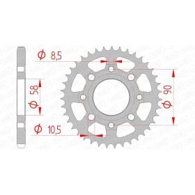 Couronne AFAM 39 dents type 10201 pas 428 acier DAELIM 100 Altino