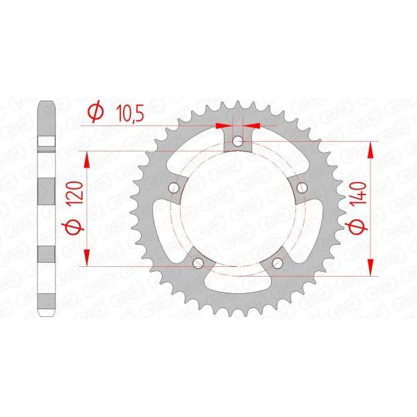 Couronne AFAM 43 dents type 86500 pas 525 acier TRIUMPH 600 Speedfour