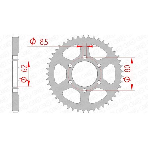 Couronne AFAM 45 dents type 12203 pas 428 acier YAMAHA DT 125 E