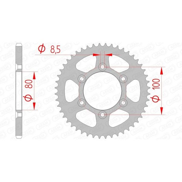 Couronne AFAM 48 dents type 80103 pas 420 acier RIEJU RR 50 Castrol