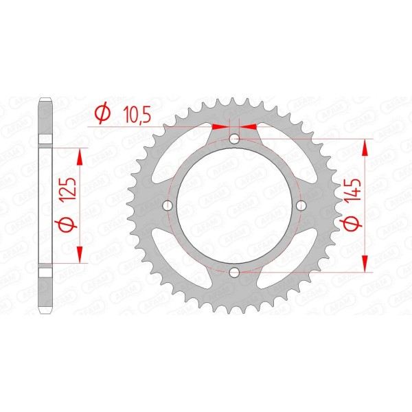 Couronne AFAM 39 dents type 12505 pas 520 acier MZ/MUZ 660 Baghira