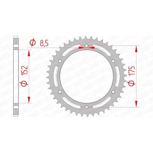 Couronne AFAM 44 dents type 12301 pas 520 acier YAMAHA DT 200 R