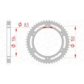 Couronne AFAM 50 dents type 16203 pas 428 acier KAWASAKI KMX 125