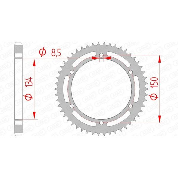 Couronne AFAM 50 dents type 16203 pas 428 acier KAWASAKI KMX 125