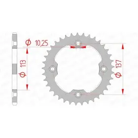 Couronne AFAM 36 dents type 14412 pas 520 acier SUZUKI LT-Z 400