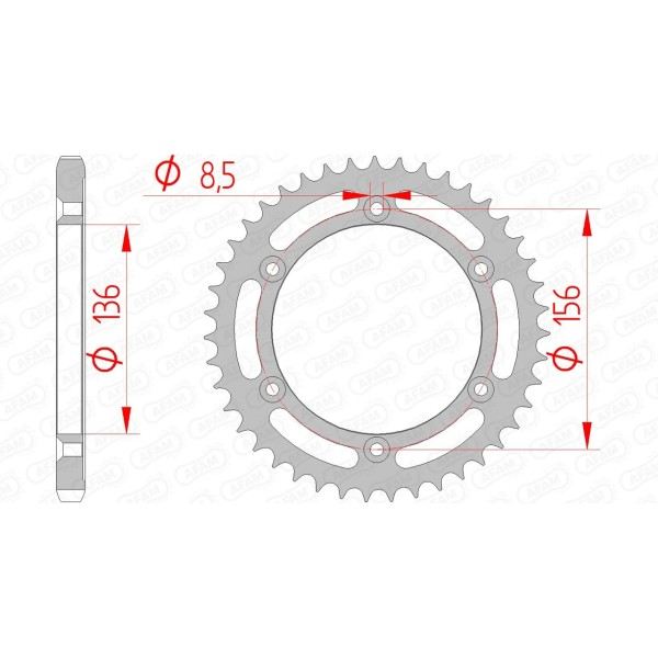 Couronne AFAM 41 dents type 14506 pas 525 acier SUZUKI DR 650 SE