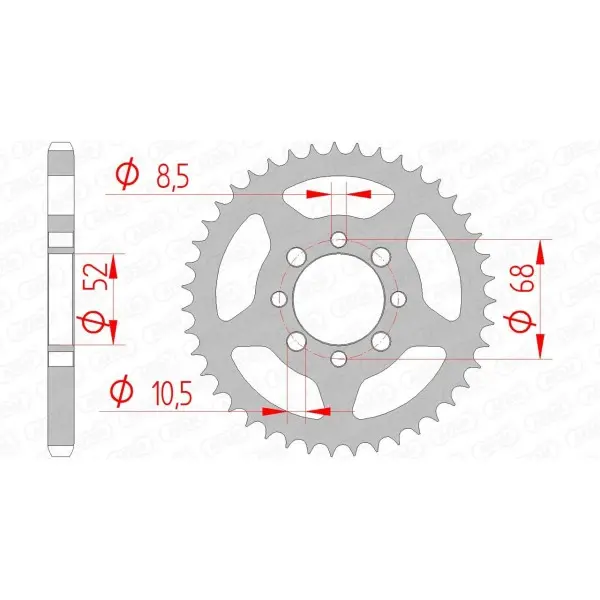 Couronne AFAM 46 dents type 14101 pas 428 acier SUZUKI DS 80