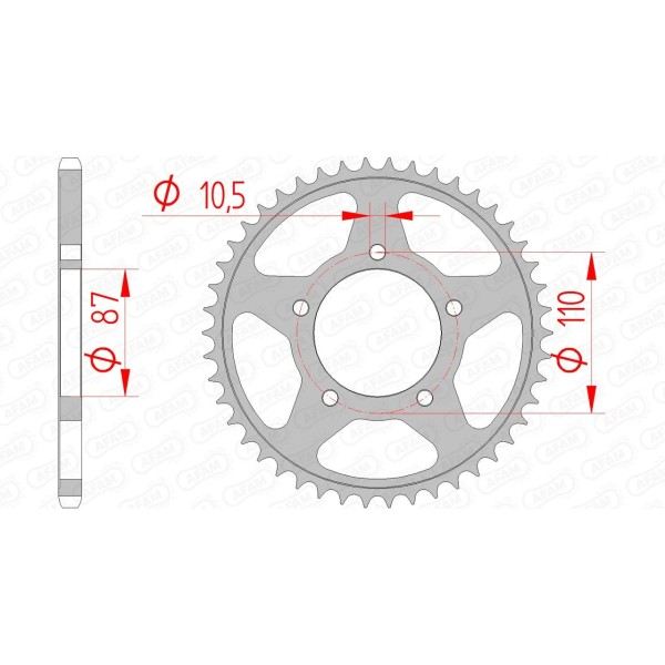 Couronne AFAM 46 dents type 14405 pas 520 acier SUZUKI GW 250 Inazuma