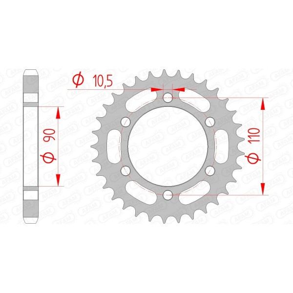 Couronne AFAM 33 dents type 12600 pas 530 acier YAMAHA XS 650