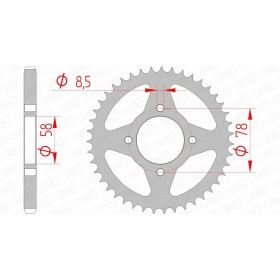 Couronne AFAM 41 dents type 14201 pas 428 acier HYOSUNG GA 125 Cruise