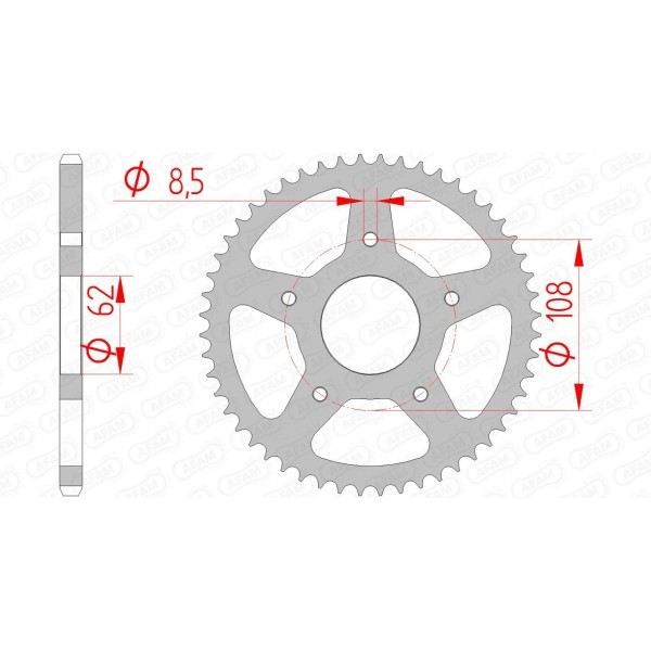 Couronne AFAM 60 dents type 92122 pas 420 acier MH/MOTOR HISPANIA RX 50 R