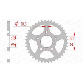 Couronne AFAM 44 dents type 10215 pas 520 acier GILERA 125 Freestyle