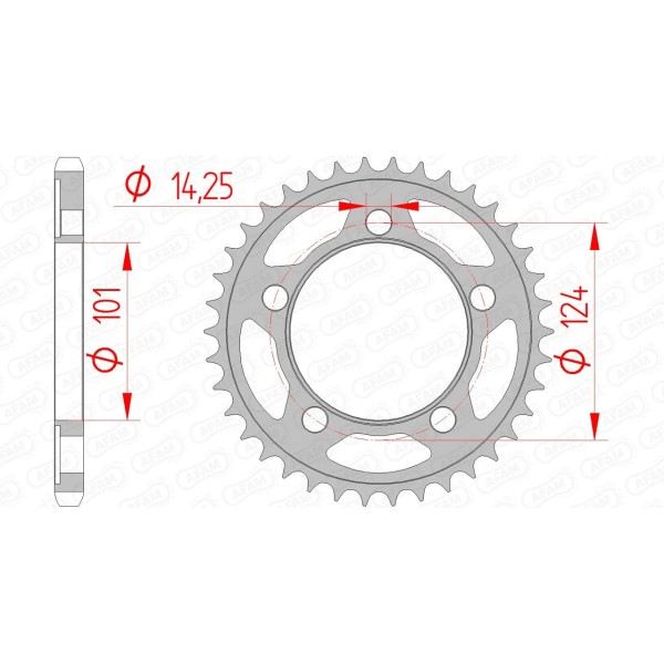 Couronne AFAM 37 dents type 71801 pas 525 acier KTM SMC 950 R Supermoto