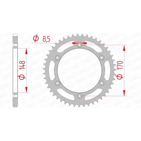 Couronne AFAM 47 dents type 14501 pas 520 acier CAGIVA 350 T4 E-R