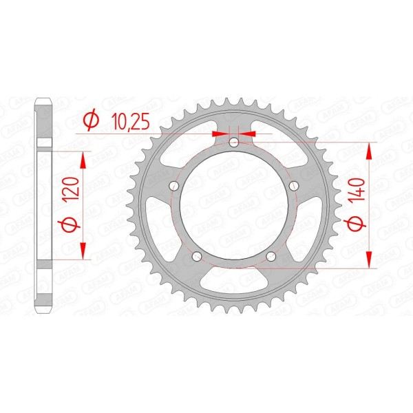 Couronne AFAM 44 dents type 14604 pas 525 acier KAWASAKI KLV 1000 LV1000