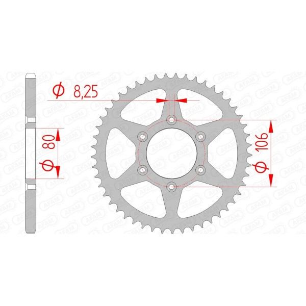 Couronne AFAM 45 dents type 35204 pas 520 acier APRILIA 125 Tuareg Rally