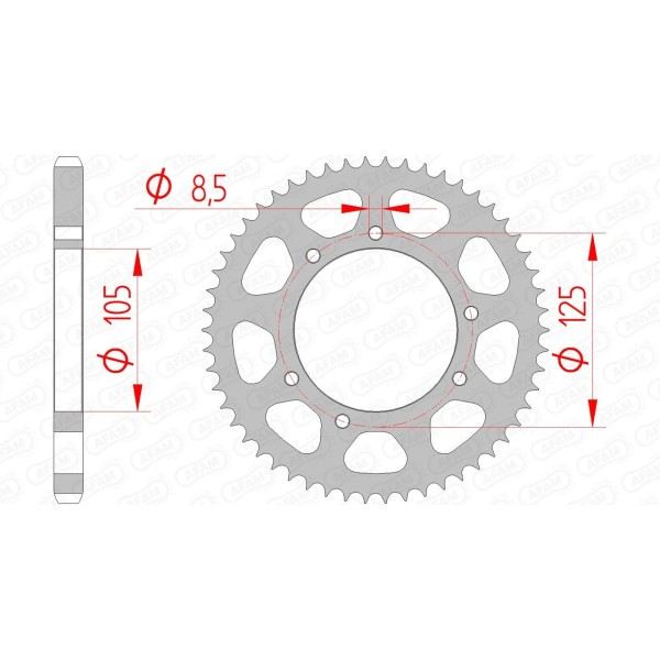 Couronne AFAM 62 dents type 47200 pas 428 acier DERBI 125 Cross City