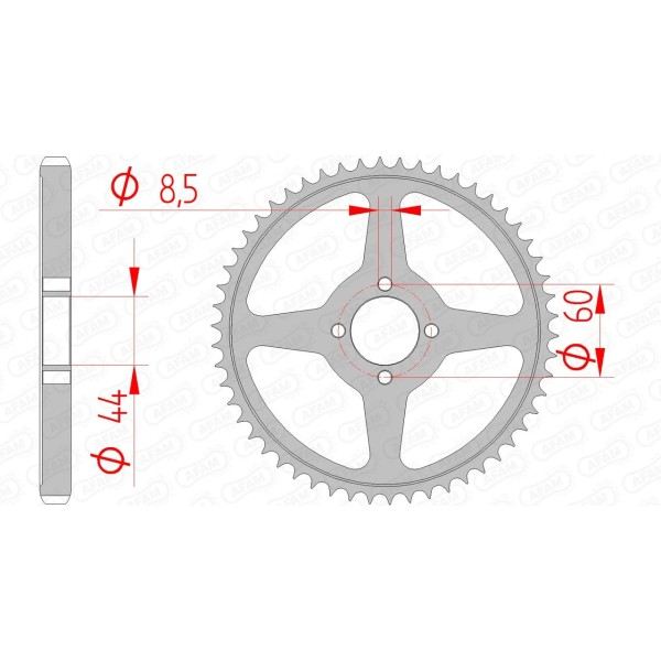 Couronne AFAM 49 dents type 12222 pas 428 acier YAMAHA TT-R 125