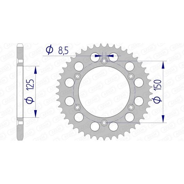 Couronne AFAM 43 dents type 72304N pas 520 alu HUSABERG TE 125