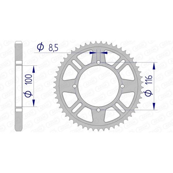 Couronne AFAM 51 dents type 17105 pas 428 alu KAWASAKI KX 80