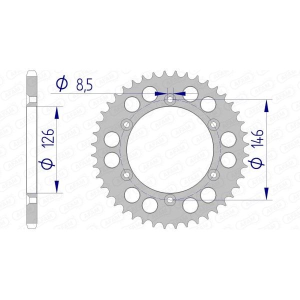 Couronne AFAM 46 dents type 15203N pas 520 alu SUZUKI RM 125