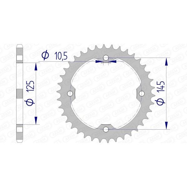 Couronne AFAM 37 dents type 13407 pas 520 alu YAMAHA YFM 250 R Raptor