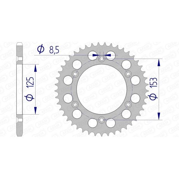 Couronne AFAM 41 dents type 11212N pas 520 alu HM-HONDA CR 125 Motard