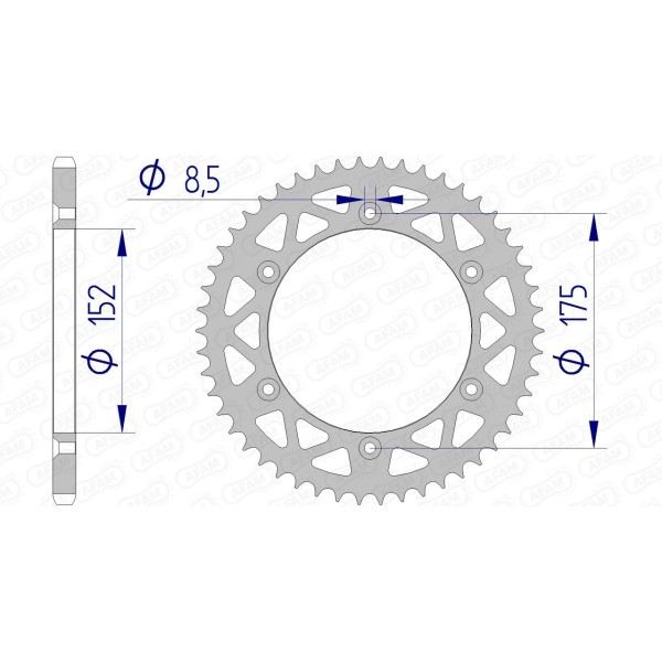 Couronne AFAM 52 dents type 13508N pas 520 alu YAMAHA WR 125