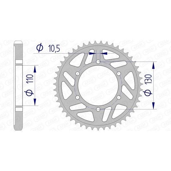 Couronne AFAM 44 dents type 13813 pas 530 alu SUZUKI GSX-R 1000