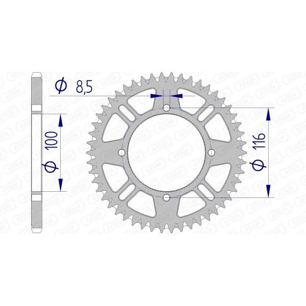 Couronne AFAM 54 dents type 17104 pas 420 alu KAWASAKI KX 80