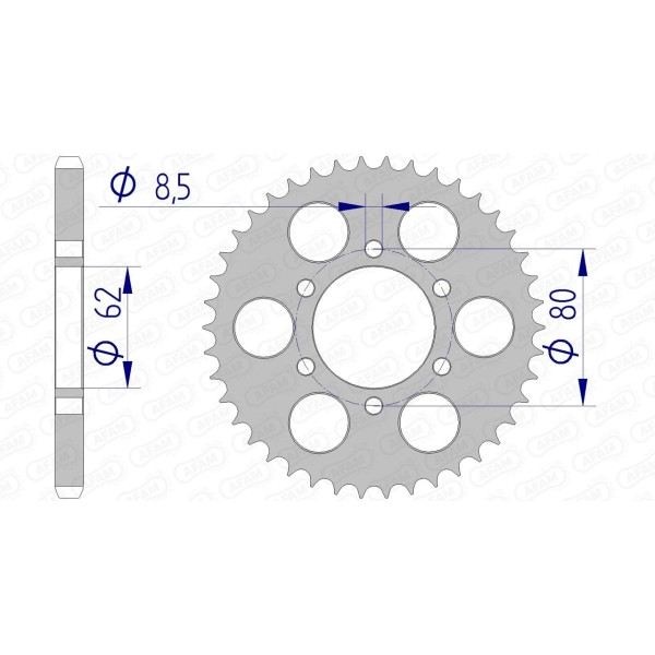 Couronne AFAM 51 dents type 13208 pas 428 alu YAMAHA YZ 80